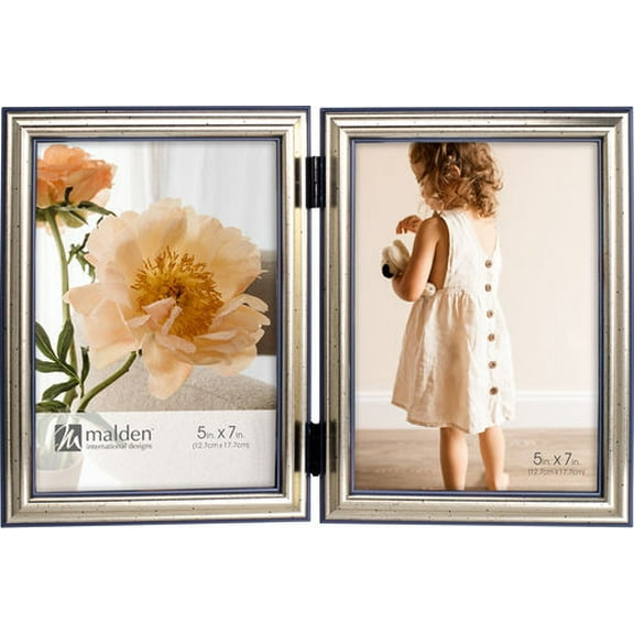 Malden 5x7 Dbl. Vertical Silver Traditional Frame