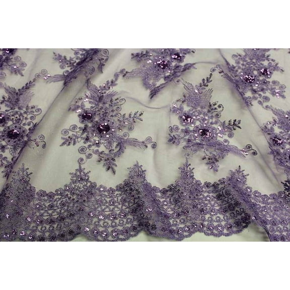 BLOSSOM/B Embroidered Sheer With Sequin Fabric, 54 Inch. in Width, Sample 3x3 Inch / Purple