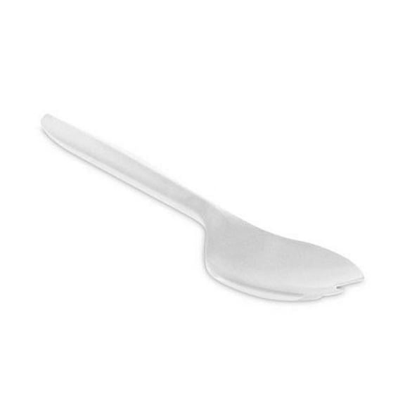 Pactiv Fieldware Cutlery, Mediumweight Spork, Plastic, White, 1,000/Carton