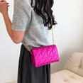 thumbnail image 5 of Bolso bandolera acolchado con hilo bordado de rombos para mujer (rosa roja), 5 of 5