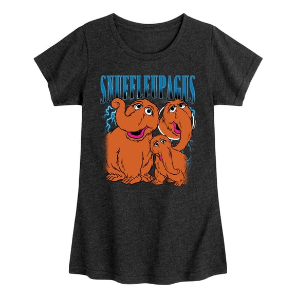 Sesame Street - Snuffleupagus Bootleg - Youth Girls Fitted Short Sleeve T-Shirt