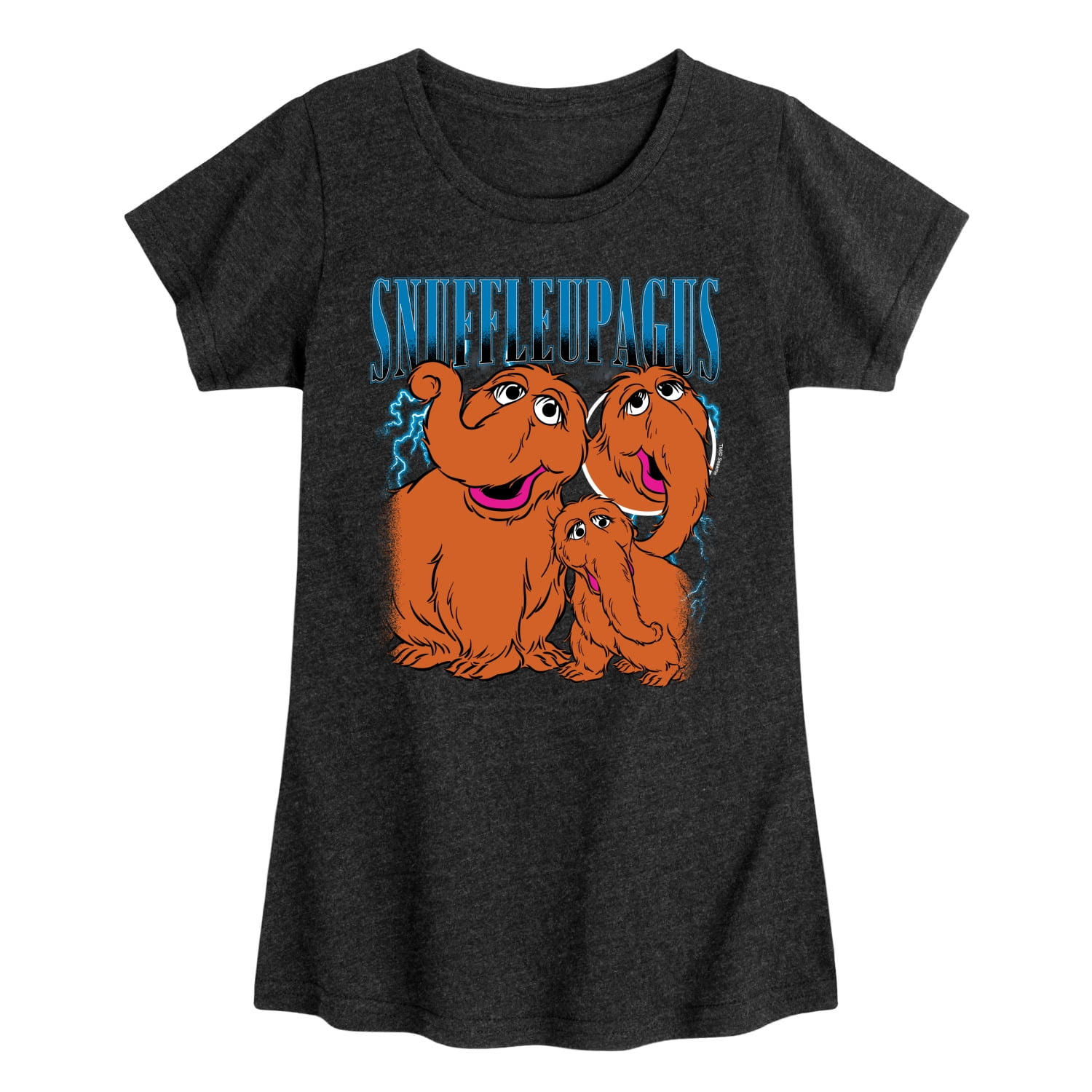 Sesame Street - Snuffleupagus Bootleg - Youth Girls Fitted Short Sleeve T-Shirt