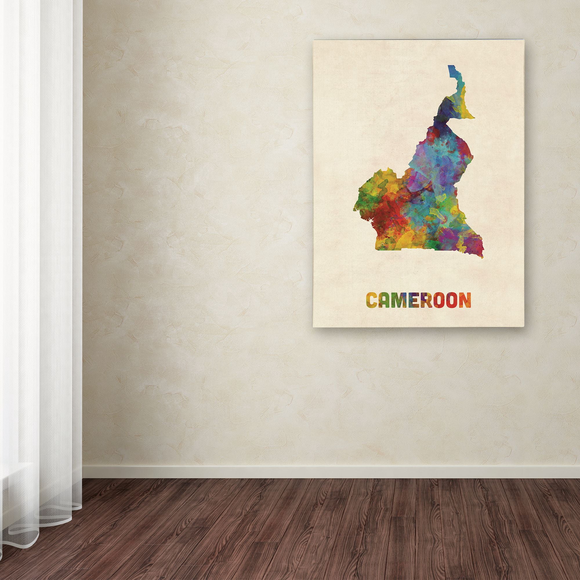Trademark Fine Art 'Cameroon Watercolor Map' Canvas Art by Michael Tompsett