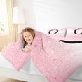 thumbnail image 3 of jejeloiu Black Initial O Full Size Comforter Sets For Girls,Pink Ribbon Bowknot Bedding Sets,Pink Reversible,3pcs, 3 of 7