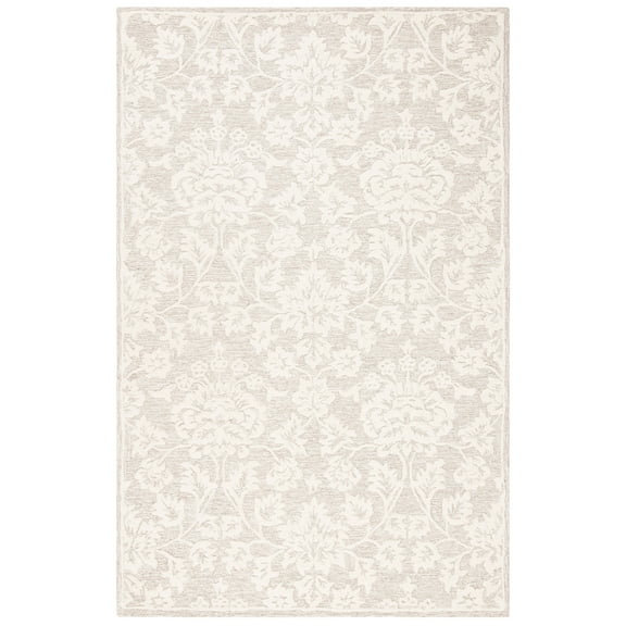 SAFAVIEH Glamour Cionadogh Distressed Floral Wool Area Rug, Beige/Ivory, 4' x 6'