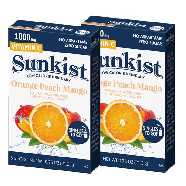 NS Sunkist Singles To Go Drink Mix Packets, Orange Peach Mango