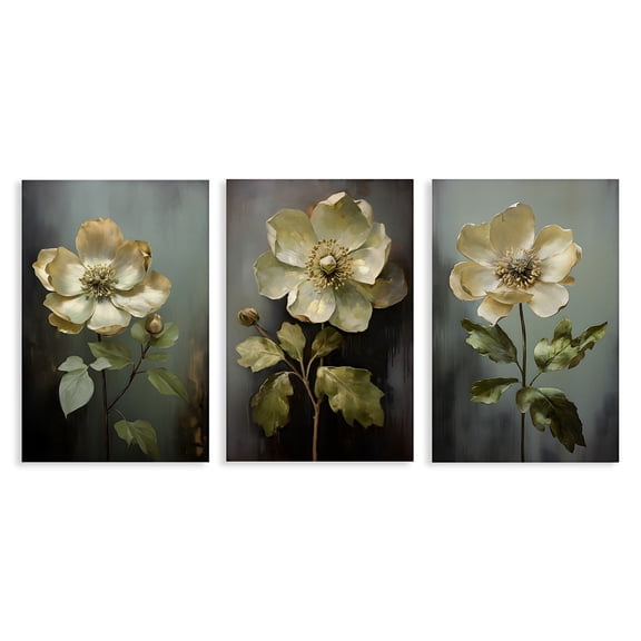 Stupell Industries Detailed Magnolia Flowers Plants & Flowers Painting Wrapped Canvas Art Print Wall Art, 16 x 24, Set of 3