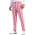 thumbnail image 4 of INSPIRE CHIC Plaid Pants for Men's Regular Fit Flat Front Business Contrast Color Trousers, 4 of 6