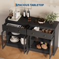thumbnail image 3 of Litake 55 Inch White/Black Fluted Buffet Cabinet, Modern Sideboard with Drawers & 4 Transparent Acrylic Doors, Wood Kitchen Storage Cabinet for Dining Room, Living Room Accent Furniture, 3 of 7