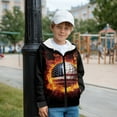 thumbnail image 2 of Xoenoiee Golf Fire American Flag Print Fleece Full Zip Hoodies for Kids Boys Activewear Autumn Winter Long Sleeve Hooded Sweatshirt Lightweight Hooded Jacket Sports Shirt with Pocket, S, 2 of 7
