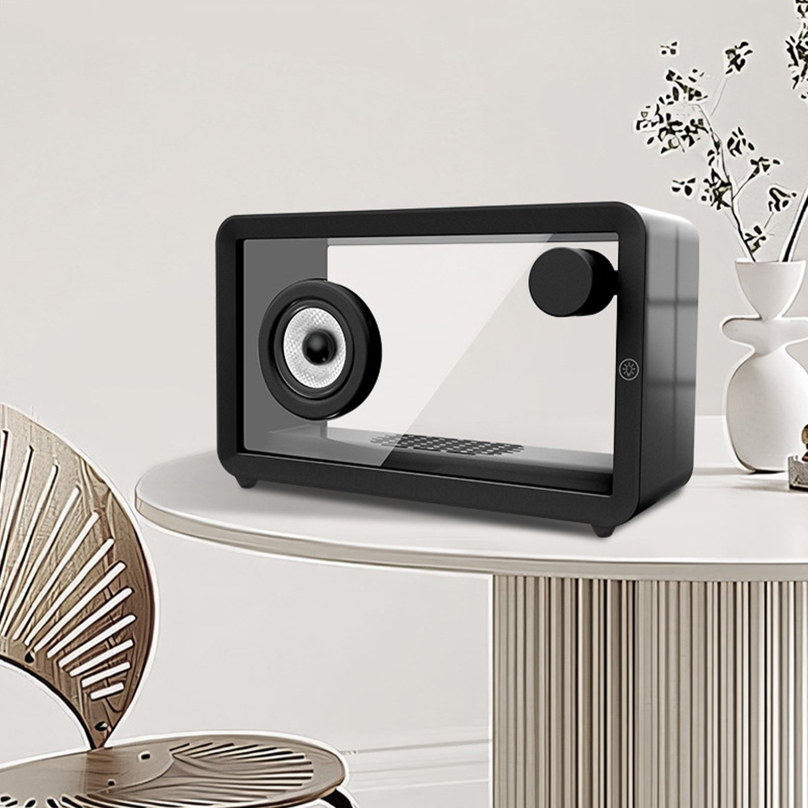 FastXmas Transparent Bluetooth Speaker, Powerful Sound and Deep Bass Wireless Speaker with Colorful LED Light, Rechargeable AUX/Bluetooth Computer Speaker with Stereo Surround for Home Office Travel