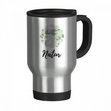 

White Peach Flower Drawing Travel Mug Flip Lid Stainless Steel Cup Car Tumbler Thermos