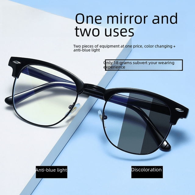Gafas anti-luz azul que cambian de Color de doble uso para día y noche, montura de gafas Retro, gafas planas que cambian de Color, montura de gafas