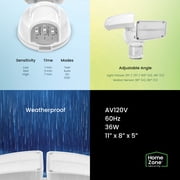 Home Zone Security Dual Brightness Motion Sensor Light - Outdoor Weather Resistant LED Twin Head 5000K Security Light with Standby Halo Light and Easy Connect Back Panel, White