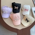 thumbnail image 4 of Grblisyd Girls Bow Tie Baseball Cap Kids Embroidered Hat Adjustable Cotton Travel Sun Hats, 4 of 4