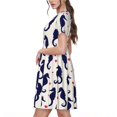 thumbnail image 2 of Easygdp Seahorses and Hearts para Vestido Transpirable de Mujer, Vestido Suelto de Manga Corta con Pliegues y Bolsillos para el Verano, 2 of 6