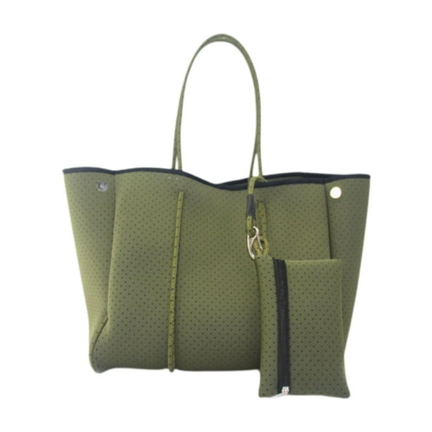 Bolsa de neopreno para mujer con bolsa interior, multiusos, ligera, impermeable, para piscina. Verde