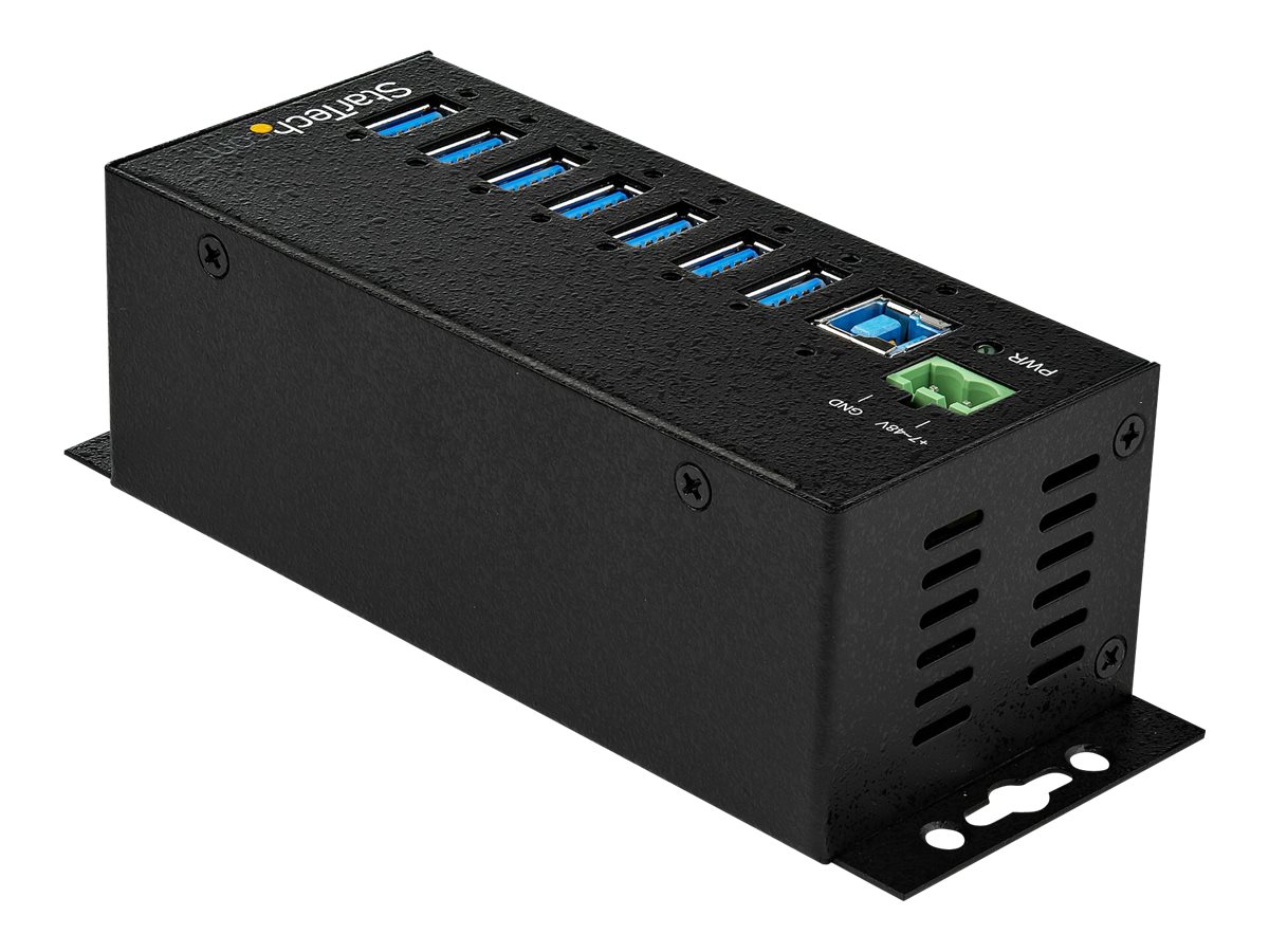 Startech.com 7 Port Usb Hub With Adapter, Surge Protection, Metal Industrial Usb 3.0 Data Transfer Hub, Din Rail, Wall Or Desk Mountable, High Speed Usb 3.1/usb 3.2 Gen 1 5gbps Hub -