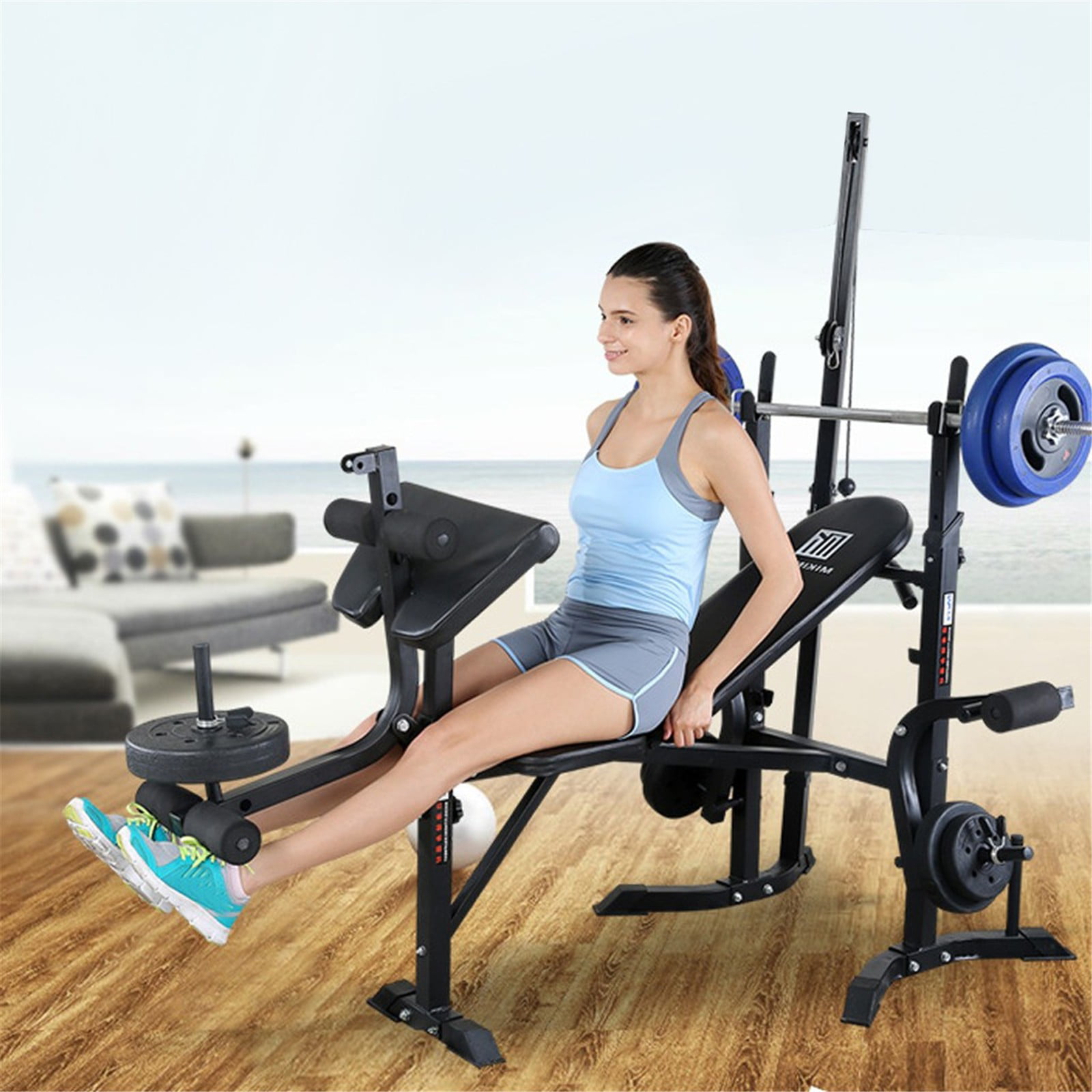 Details about   Weight Bench Set Adjustable Home Gym Press Lifting Barbell Exercise Workout Hot 