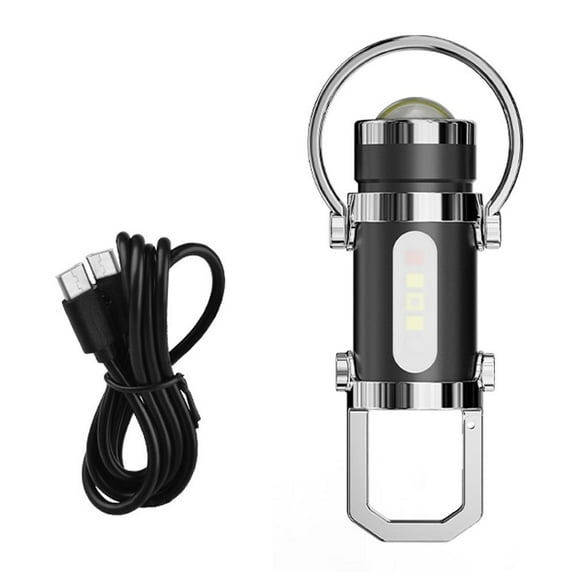 Emergency PowerBank Keychain Flashlight3 in 1, Red/Blue/White Strobe, 1200mAh Flashlight for Emer Charging, USB-C Portable