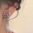 thumbnail image 4 of Y2K Bowknot Zircon Stud pendientes para mujer, moda coreana, Color plateado, cristal rosa, personalidad, pendiente, chica, fiesta, joyería, regalos, 4 of 4