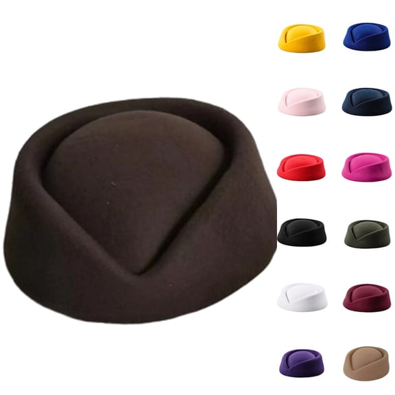 Wool Stewardess Air Hostesses Pillbox Hat Millinery Teardrop Fascinator Base Coffee One Size