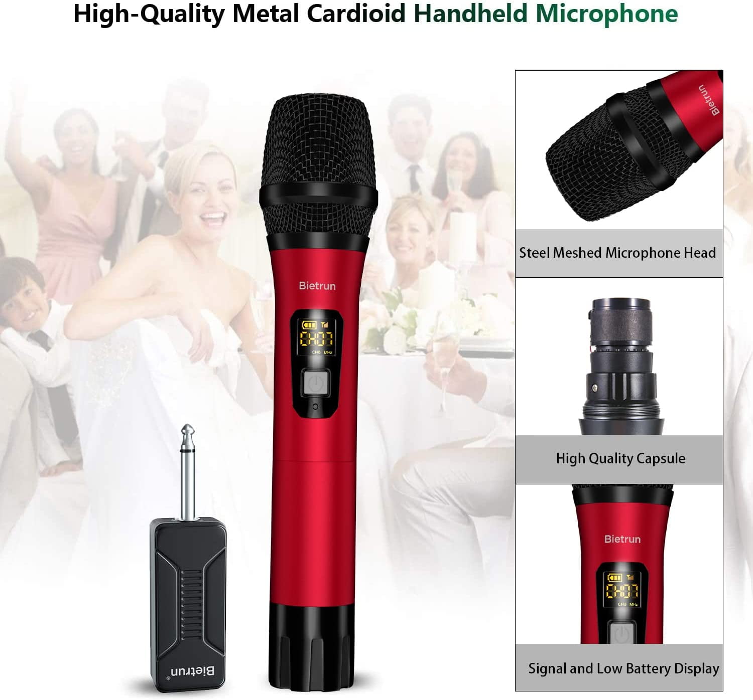 WENWEN Wireless Microphone System Channel Microphones Pro UHF Handheld  Mic Karaoke DJ Mic Karaoke System Whole Metal Mic Karaoke Sys(並行輸入品)｜マイク 