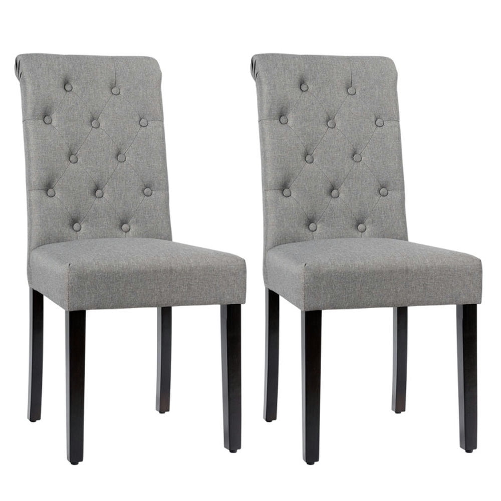 Demi Bonn 2 Pieces Tufted Dining Chair Set with Adjustable Anti-Slip Foot Pads, Gray