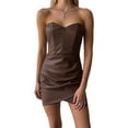 thumbnail image 1 of Fortune Robe Moulante Sans Bretelles en Cuir PU pour Femmes, Bustier bustier Mini Robe de Soirée Boîte de Nuit, 1 of 7