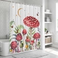 thumbnail image 5 of Polyester Fabric Mushroom Shower Curtain, Butterfly Eucalyptus Leaf Butterfly Plant Waterproof Bathtub Curtain Bathroom Decor Set with Hooks 72 x 84 Inches, 5 of 6