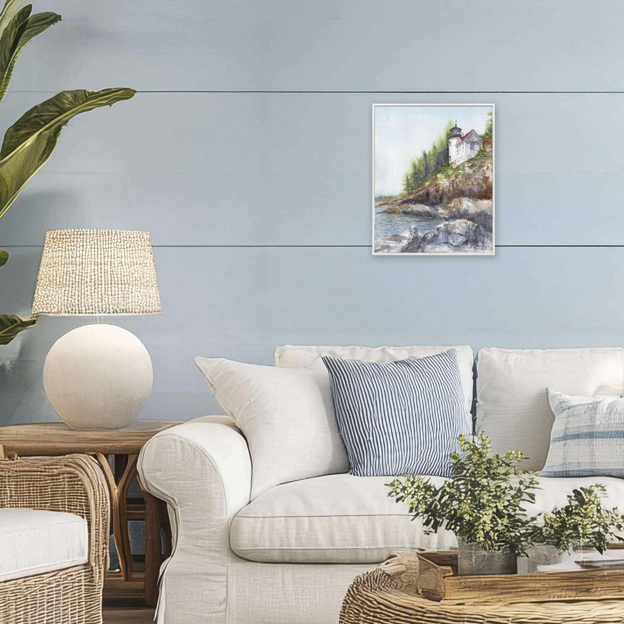 Stupell Industries Bass Harbor Lighthouse White Framed Giclee Art, design by Patti Bishop