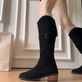 thumbnail image 4 of Nmnitkp Boots for Women Fashionable Casual Multi-Color Thick-Soled Suede Western Boots Fall And Winter Style Comfortable Long Boots Black,36, 4 of 9