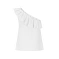 thumbnail image 4 of ohmzyzo Womens One Shoulder Tops Ruffled Solid Color Tunic Shirts Summer Sleeveless Loose Tank Top, 4 of 6