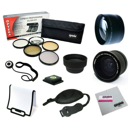 55MM Accessory Kit for Sony Alpha A3000 A99 A77 A65 A58 A57 A55 A37 A35 A33 A900 A700 A580 A560 A550 A390 A380 A330 A290 DSLR with 18-55MM Zoom Lens - Includes Opteka .35x Fisheye, 2.2x Lens and (Best Zoom Lens For Sony A57)