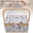 thumbnail image 3 of Sewing Basket Organizer, Flexible Rotation Safe 2 Layer Expansion Sewing Basket with Foldable Wooden Handle for Crafting Tools White Bottom Needlework Pattern, 3 of 7