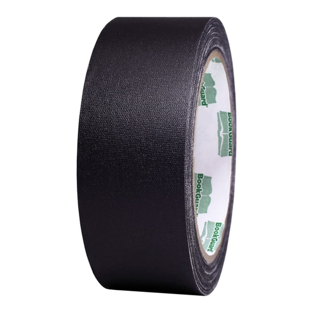 BookGuard Ruban de Réparation de Reliure de Livre en Coton Enduit de Vinyle 1-1/2 Pouce, Rouleau de 15 Verges, Noir