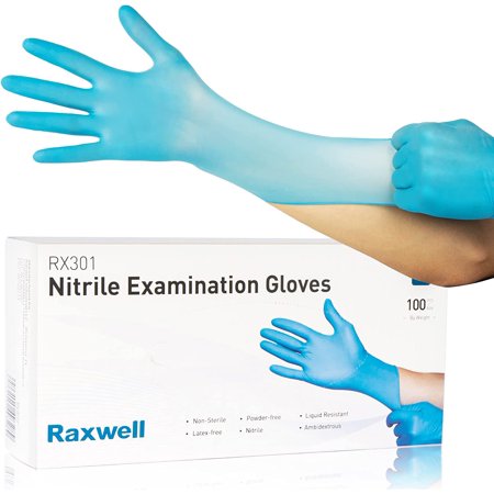 Raxwell Disposable Blue Nitrile Gloves 4-mil Examination Food Handling Cleaning Gloves  Large  100 Pack