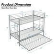 thumbnail image 4 of Heavy Duty Twin Over Twin Metal Bunk Bed with Flat Ladder & Safety Guardrail, Convertible Trundle Bed Frame for Dorm, Bedroom, Guest Room, No Box Spring Needed, Silver, D6554, 4 of 9
