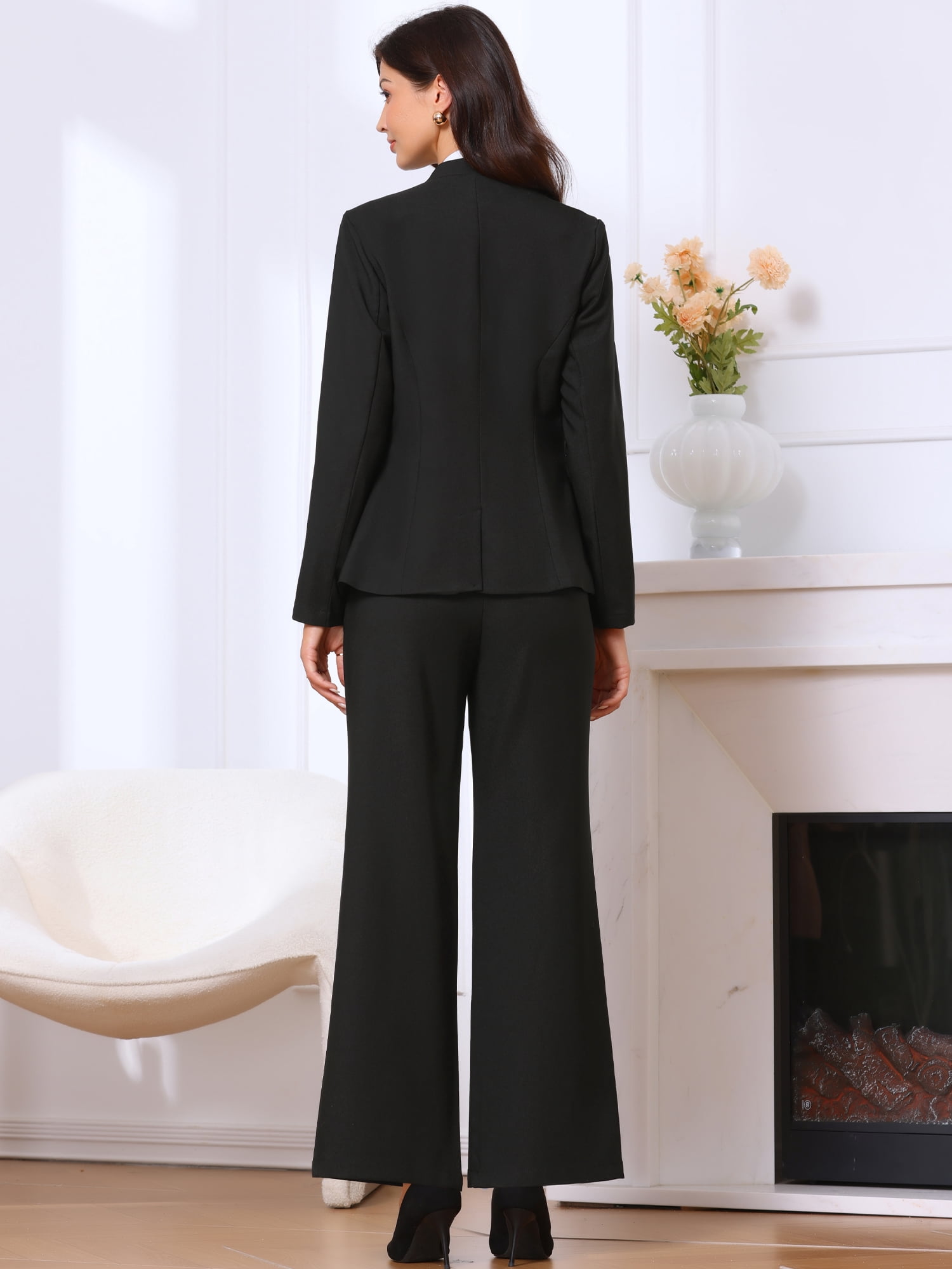 DARING DIVA Women's Dressy 2 Pieces Office Blazer and Pants Set XL Black