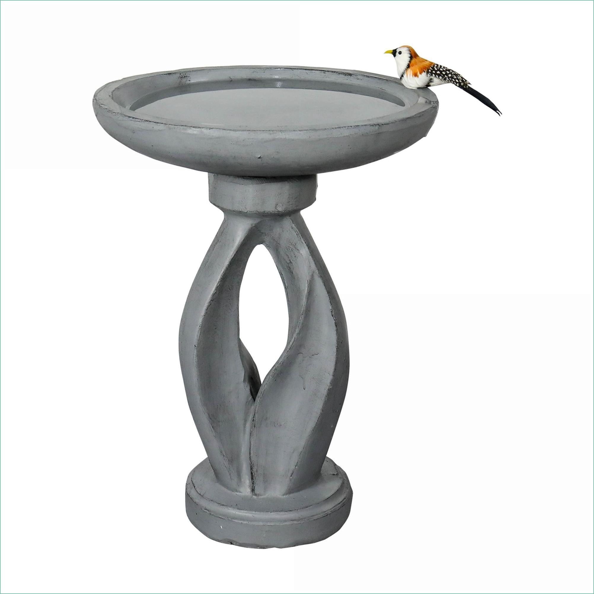 Bird Baths | Modern 21.8" Tall Outdoor Bird Bath for Garden, Yard, Patio | Concrete Cement | Single Tier Pedestal