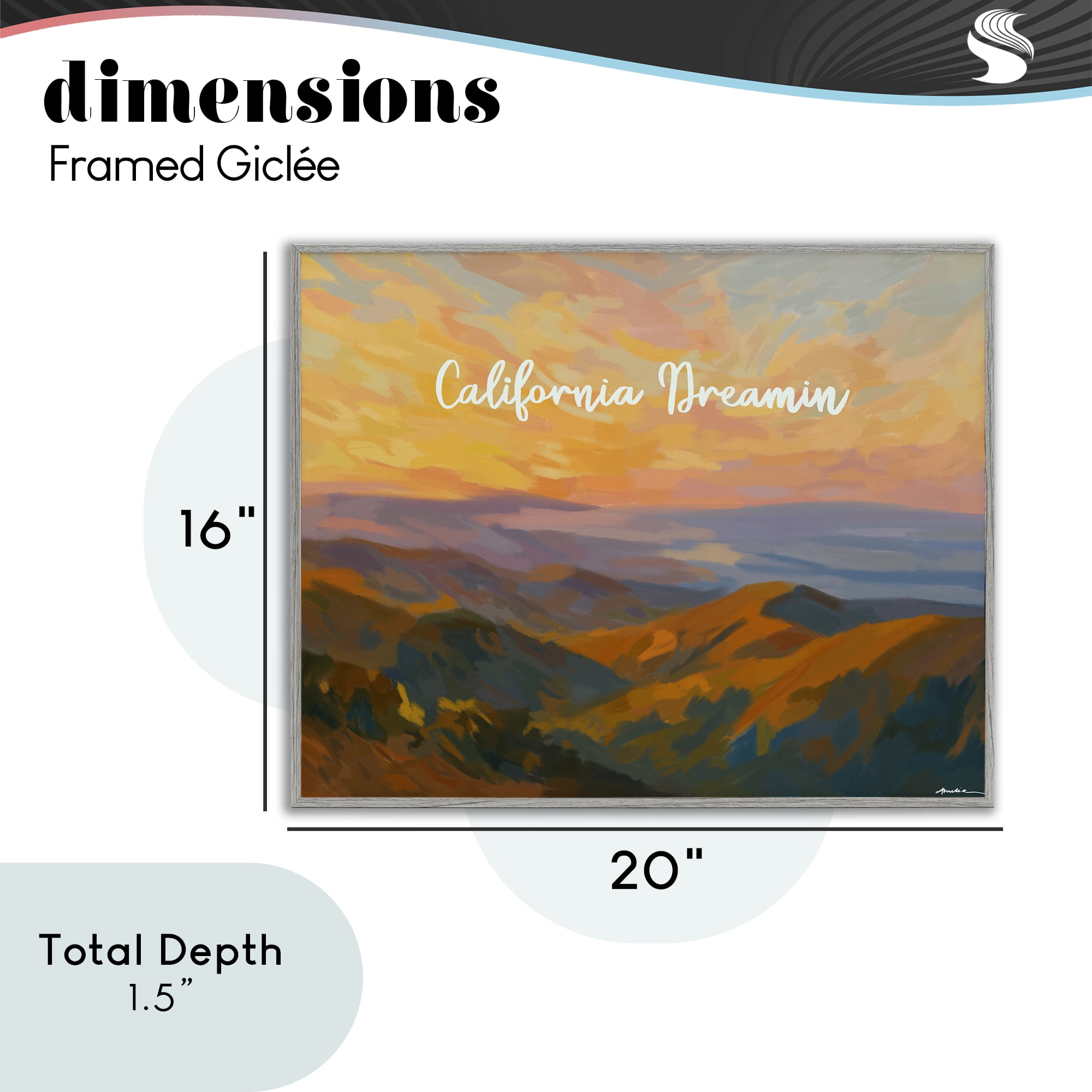 Stupell Industries California Dreamin' Mountains Gray Framed Giclee Art, design by Amelia Noyes