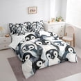 thumbnail image 3 of Manfei Kawaii Grey Penguin Twin Bedding Sets 7-Piece for Kid, Antarctic Wildlife Bedding Comforter Set, Cute Cartoon Animal Sheet Sets, Super Cozy Room Decor, 3 of 7