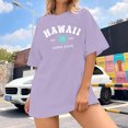 thumbnail image 3 of UANWENN T-Shirt d'Été Imprimé Col Rond Manches Courtes Raglan Style Plage Décontracté (4) T-Shirts Longs Ajustés pour Femmes Col Roulé pour Femmes Pack T-Shirts Décontractés Manches Courtes pour Femmes, 3 of 5