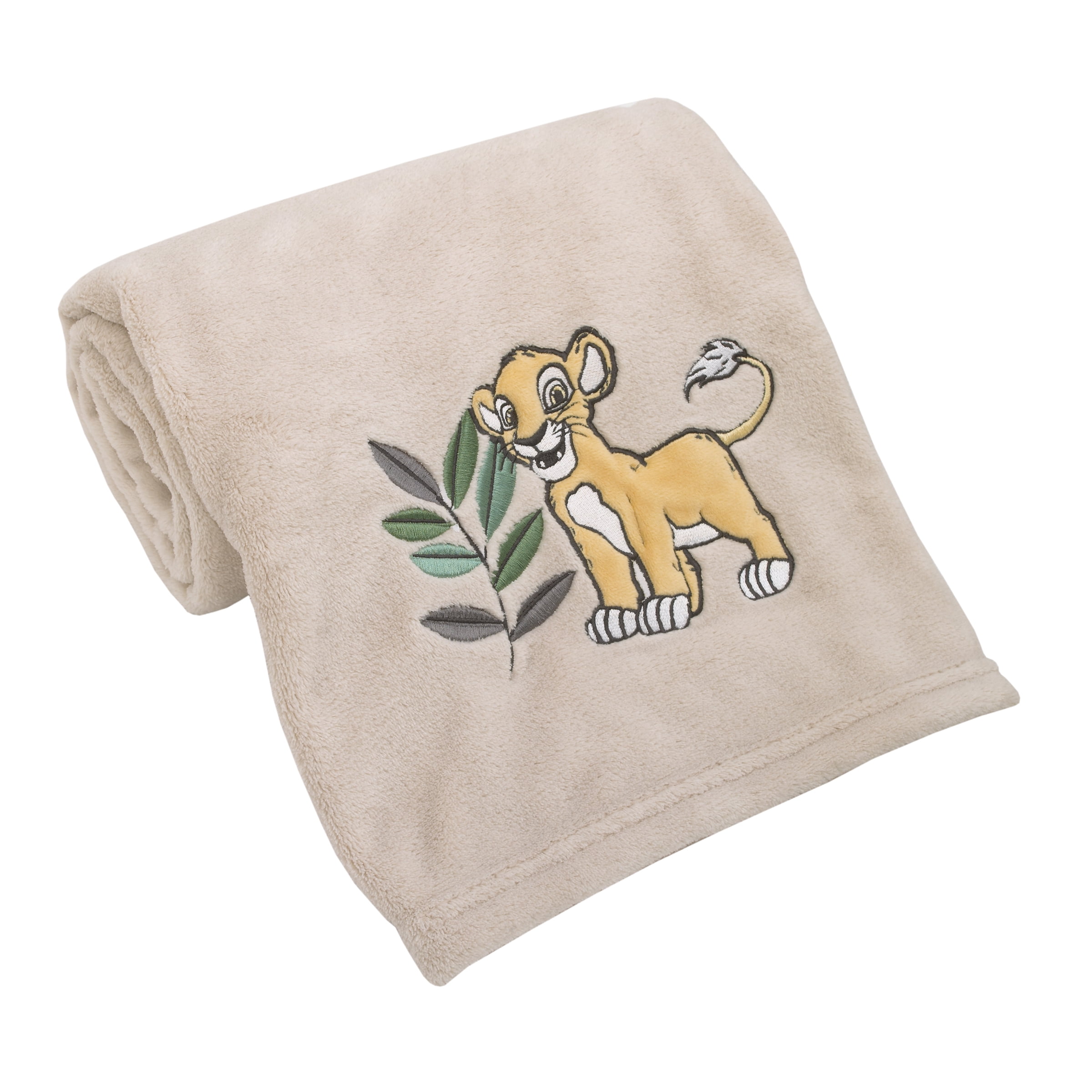 Disney Infant Simba Lion King Leaves Coral fleece Baby Blankets, King, Beige