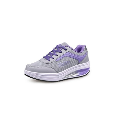 

Fangasis Ladies Athletic Shoes Casual Wedge Sneakers Platform Sneakers Trainers Womens Walking Shoe Sports Non Slip Lace Up Sport Shoes Women Running Shoes Purple Mesh Upper 5