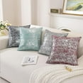 thumbnail image 5 of TAOSON Pack of 4,Silver Pillow Covers Velvet Both Sides Sparkle Foil Print Decorative Cozy Soft Throw Pillow Cases Cushion Covers Shells for Sofa Couch Bed Home Decoration 18 x 18 Inches Taupe, 5 of 10
