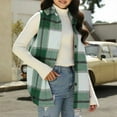 thumbnail image 6 of Cethrio Girls Plaid Vests, Casual Lapel Collar Sleeveless Mid-length Outerwear Vests Green Size 14-16, 6 of 6
