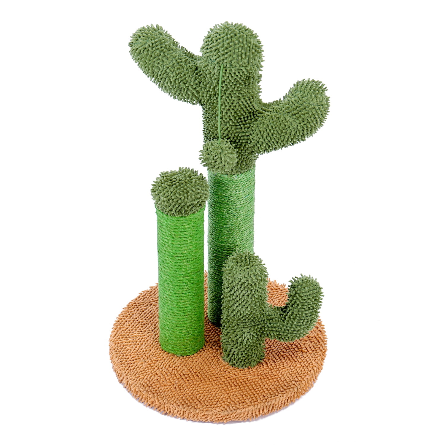 Pefilos 20" Cat Scratching Post for Adult Cats Cactus Cat Scratcher for Large Cats Featuring with 3 Scratching Poles and Interactive Dangling Ball Cat Tree for Indoor Cats, M