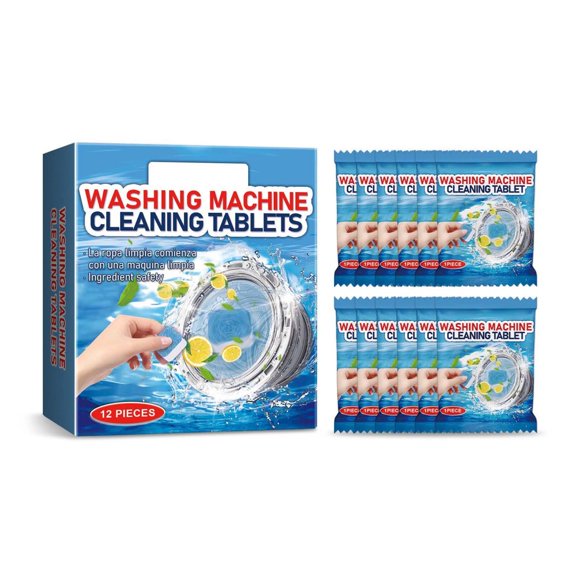 EIGTHTAIL Washing Machine Cleaner Tablets 12 Pack Powerful Descaler -Deep Cleaning for He Front Loader & Top Load Washer Septic Safe Eco-Friendly Deodorizer Clean Drum & Laundry Tub
