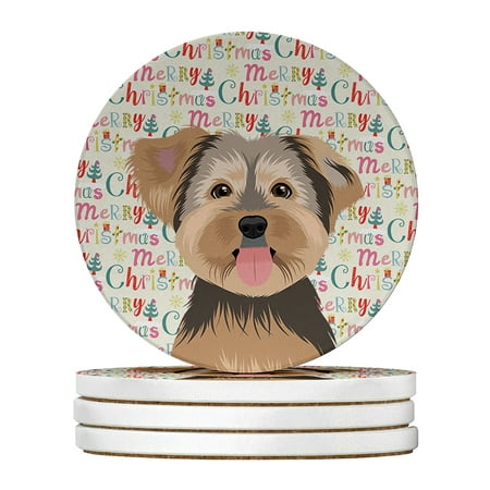 

Yorkie Chocolate #2 Christmas Large Sandstone Coasters Pack of 4 4 in x 4 in